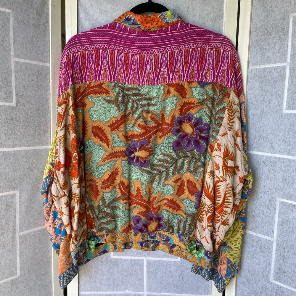 Vintage Rayon Patchwork Hippie Jacket - image 6